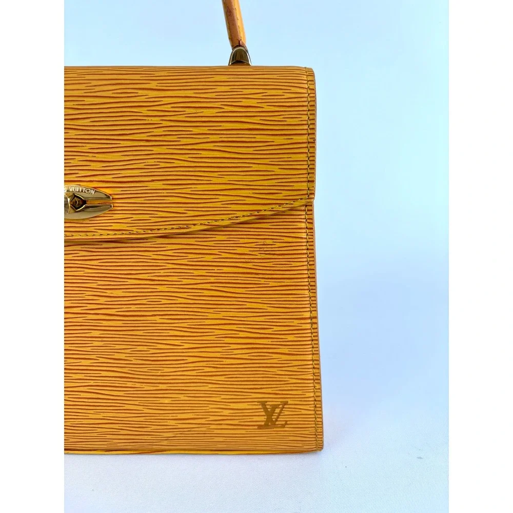 Louis Vuitton Malesherbes Epi Leather Yellow Purple Vintage 90s Handbag MI0963